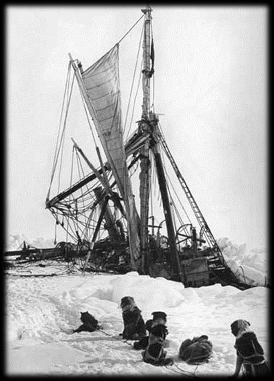 Trapped in the ice! The Endurance sailed to the Weddell Sea in Antarctica and became trapped in ice in January 1915. Despite efforts to free the ship, it was abandoned in October 1915.