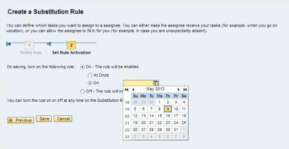 You have the option to turn the Rule on immediately or on a certain date.