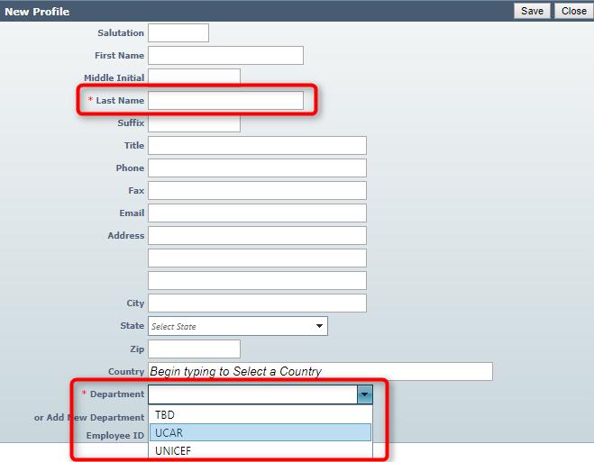 Add NEW PI to an Existing Institution (via Short Form) 1. In the Administrative Contact section, click Select. 2.