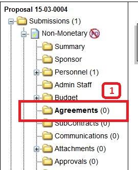 7. Save 8. Open the Agreements folder. 9. On the right side of the screen, click the Create New button. 10. Complete the new agreement details: a.