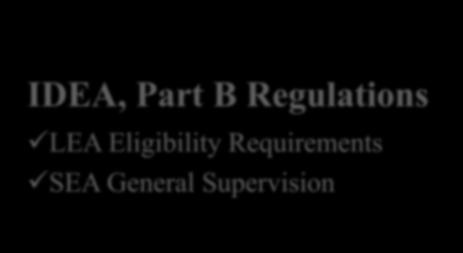 EDGAR IDEA, Part B Regulations LEA Eligibility Requirements SEA General Supervision Application/Plan