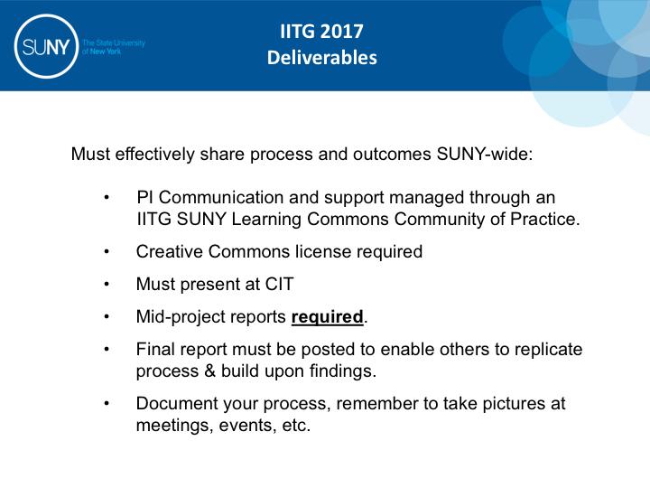 These deliverables are all outlined in the RFP and have been touched on already, but the last bullet makes