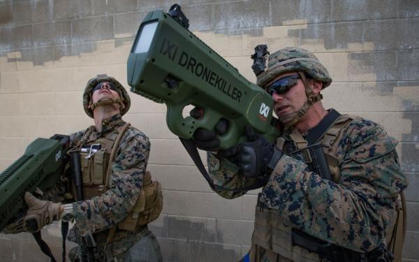 U.S. Marines test the IXI Technology Drone Killer system at the Urban Advanced Naval Technology Exercise 2018. Photo by Lance Cpl. Rhita Daniel.