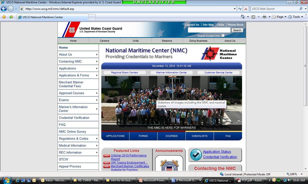 NMC s Website 80-90% of applicant questions can be found at www.uscg.