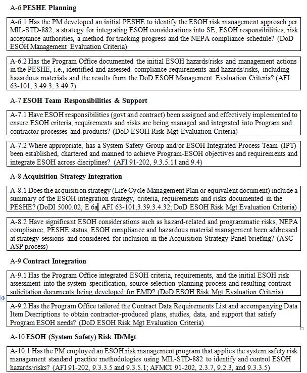 ESOH PRT Model Example Questions for TD A-7.