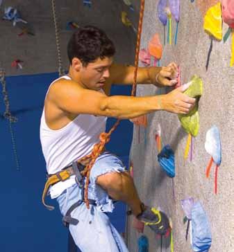 A 3,400-square-foot fitness center outfitted with state-of-the-art equipment. A climbing wall.