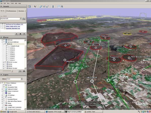 Figure 2 - Previous Google Pilot Application - Running in Google Earth From this concept, the cadets were given a task to rewrite the C#.