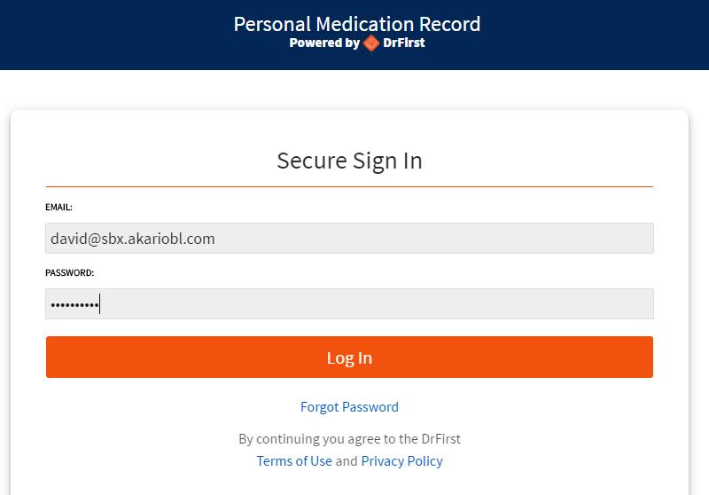 Medication Record by signing in with the