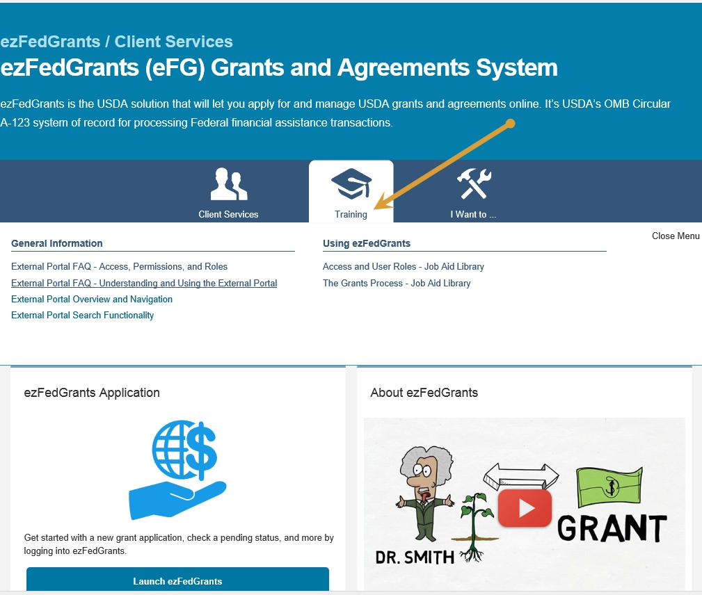 USDA s ezfedgrants Client Page Access for EXTERNAL USERS USDA s