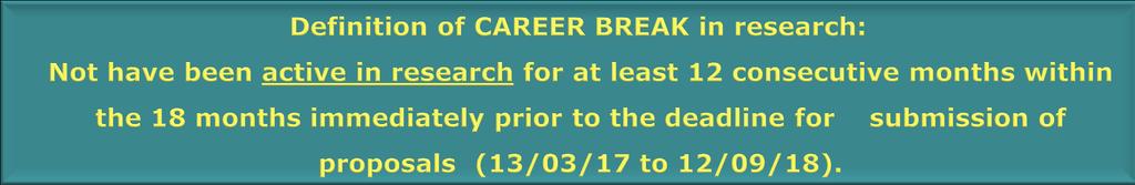 EF Career Restart Panel active in research is determined on the basis of: A. fellowships in research domain or B.