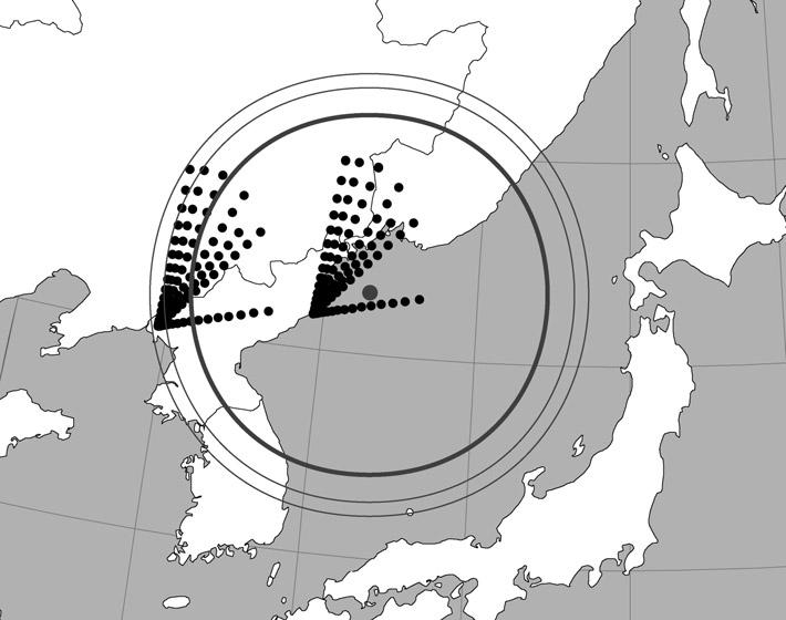 Airborne Boost-Phase Ballistic Missile Defense 39 Figure 17: ABI intercepts against 180-sec solid-propellant North Korean ICBMs. in Table 5 correspond to ICBM launches from the northwestern location.