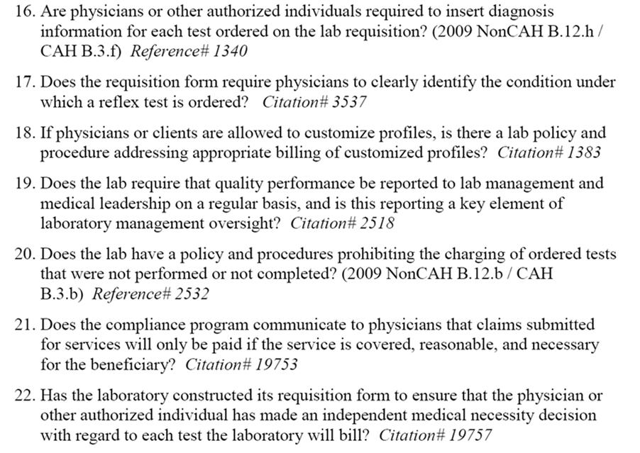 Annual Risk Assessment Findings of Risk Assessment Most CHI laboratories had some form of a compliance plan in place; however, existing plans were varied.