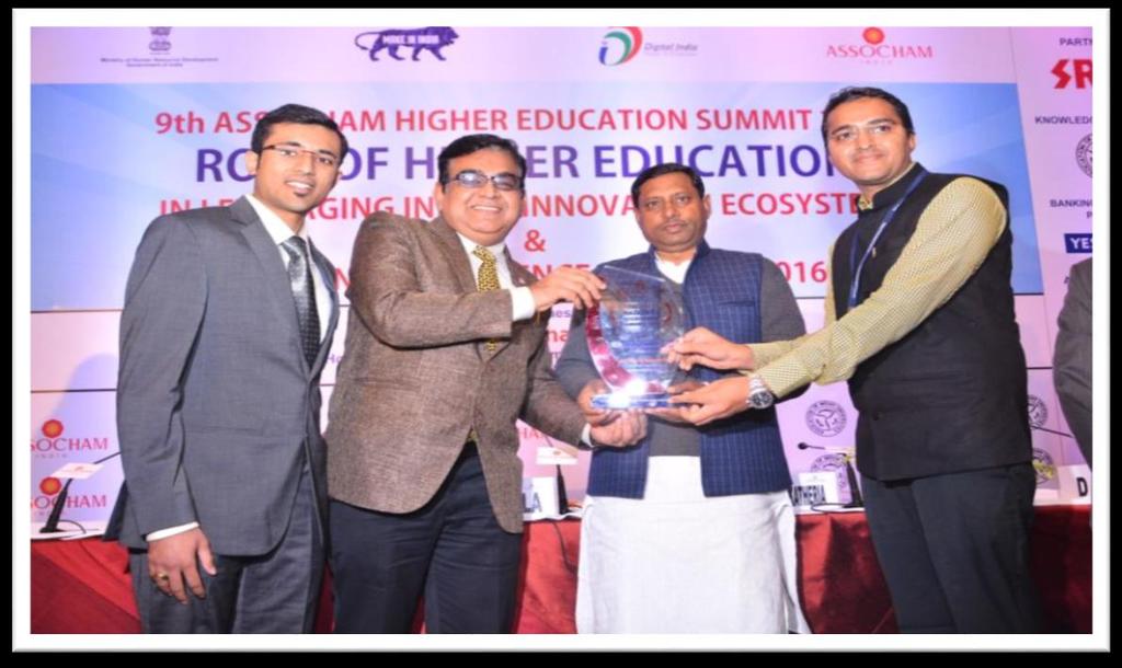 9TH ASSOCHAM HIGHER EDUCATION SUMMIT 2016, 17 th February 2016 Gujarat Technological University (GTU) received an award of Best University Support for Students, which was given by Prof. (Dr.