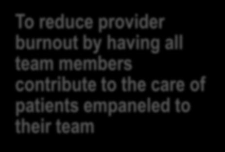 To reduce provider burnout by having all team