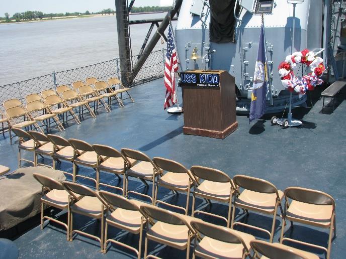 RENTAL SPACES Fantail of the USS KIDD The ship s fantail offers a meaningful location for a memorial service