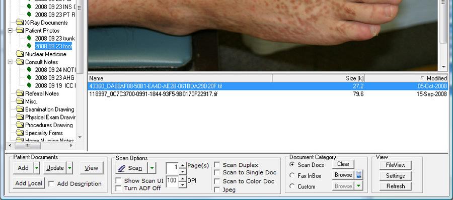 into patient chart via SD slot in PC Eye-Fi card pushes photo to Fax