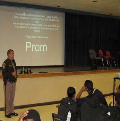 Our School Resource Officer conducted PROM talks at both high schools and reached out to our young drivers to prevent drunk driving.