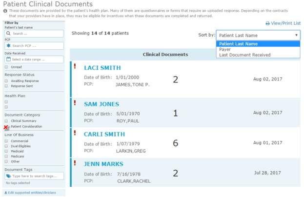 C. Use the enhanced filter and sorting options to look for specific records. D. To view ICM-related documents, filter for Patient Consideration under Document Category.