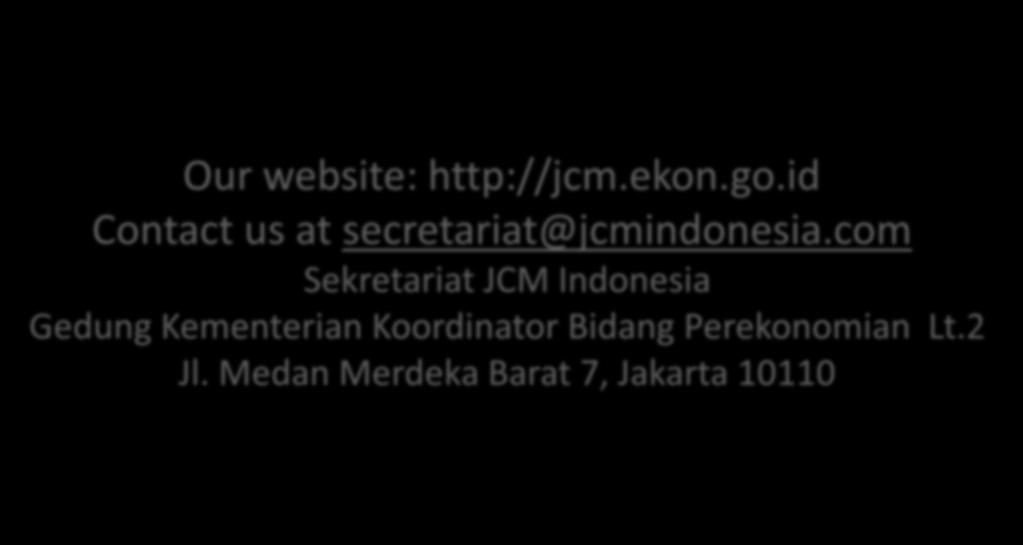 com Sekretariat JCM Indonesia Gedung Kementerian