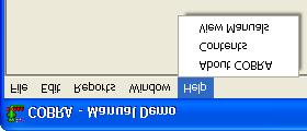 2.7 HELP From the main menu the selection is made by selecting the word Help. 2.7.1 About COBRA This command on the