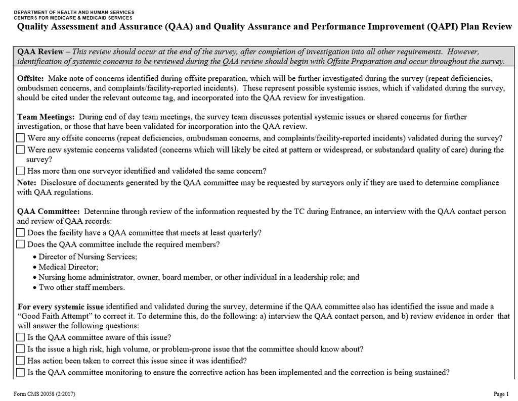 Survey Procedures QAA & QAPI