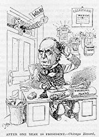 William McKinley asks for permission on April 11, 1898 to intervene in Cuba with a clear objective of ending the war between Spain and Cuban revolutionaries.
