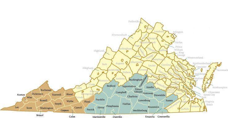 VII. ATTACHMENT: Attachment A: Counties & Cities Eligible for Tobacco Commission Funding The service area for the Virginia Tobacco Region Revitalization Commission includes 40-tobaccodependent