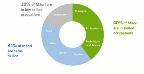 24 Māori in ICT Employment Overall, labour market outcomes for Māori improved over the year to June 2015. Māori in skilled occupations total 107,500 in June 2015, an increase of 1,900 workers (up 1.