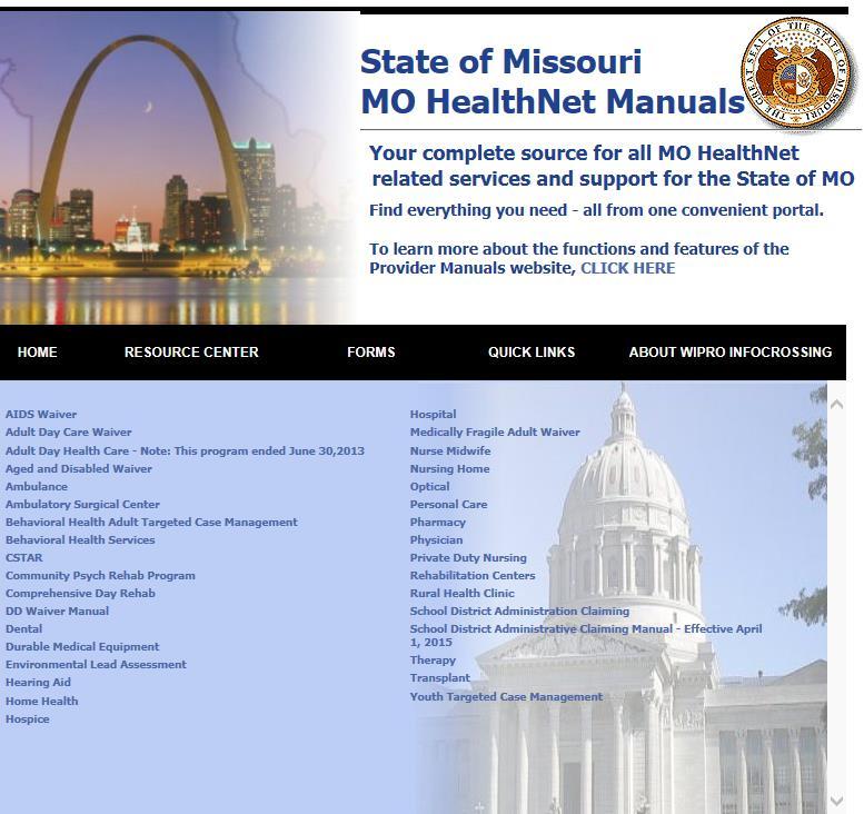 MO HealthNet Billing Manual The MO HealthNet Billing Manuals are