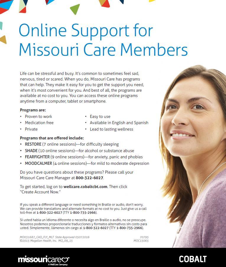 COBALT Free Online Courses for Members Missouri Care is proud to offer COBALT.