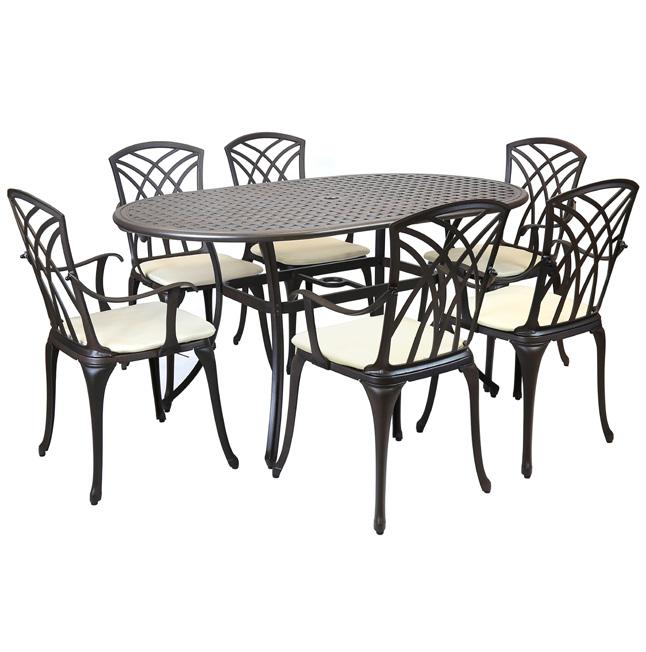 434928 Cast Aluminium & Polyester Table - L153 x W90 x H72 (cm) Chair - H89 x L51.
