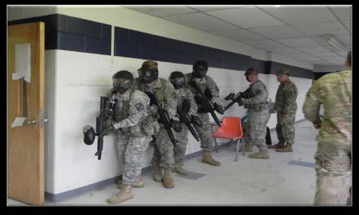 empty rooms to practice the fundamentals of entering and clearing a room. The OPFOR would be placed throughout the rooms and all of the squads would have the chance to clear all four rooms.