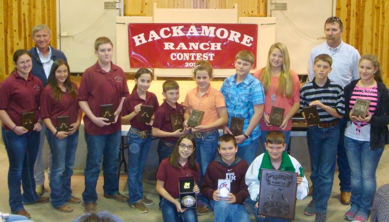 Junior Range and Pasture Plant Identification - Hackamore Invitational Contest: L to R: Front Row - 1 st Kaylee Jackson, 2 nd Mason Lindig, 3 rd Heath Hollas Middle Row - 4 th Rebecca Kostroun, 5 th