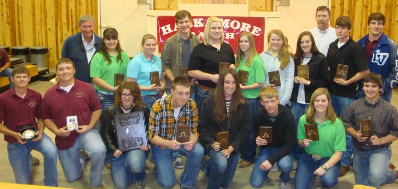 Senior Range and Pasture Plant Identification - Hackamore Invitational Contest: L to R: Front Row - 1 st Collin Kostroun, 2 nd Devin Fisher, 3 rd Rikki Box, 4 th Cheyenne McWilliams (not pictured), 5