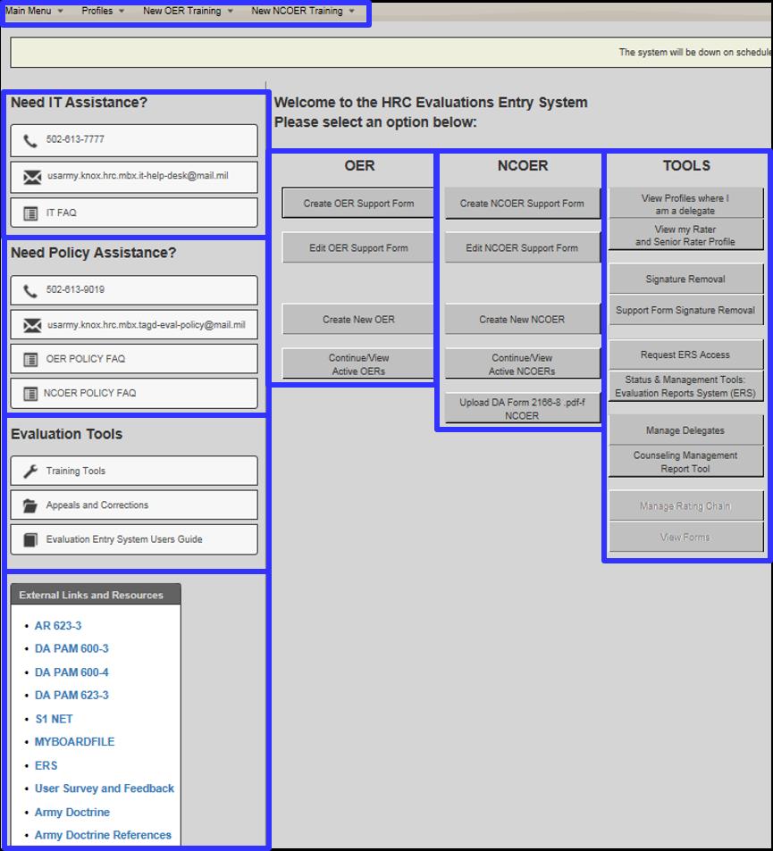 Navigating EES Users can navigate EES s various functions from its Home Page.