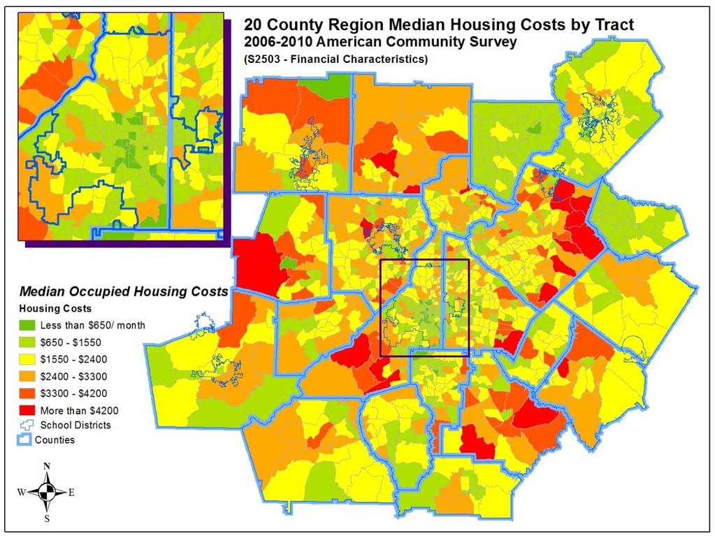 Figure 17: Median Monthly Housing Costs by Tract 4.3.