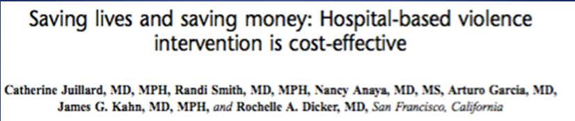 To determine the mean cost of trauma per individual at our institution 2. To determine the mean cost of our hospitalcentered violence intervention program per individual 3.