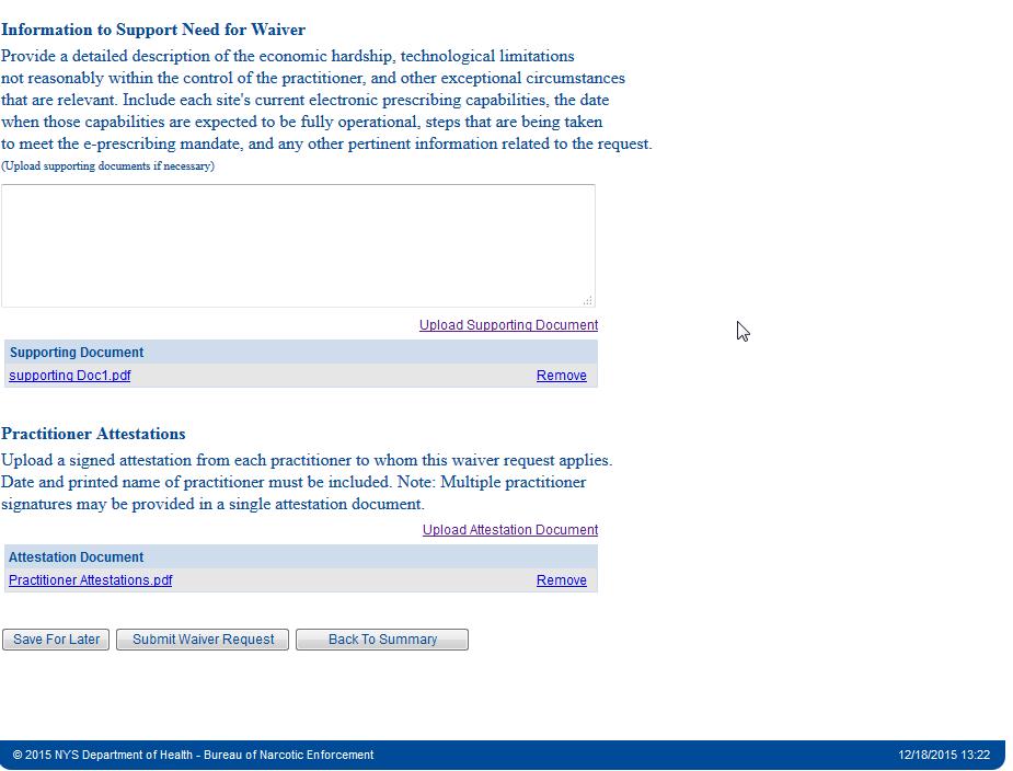 Select Submit Waiver Request at the bottom of the screen if all of the information is complete and