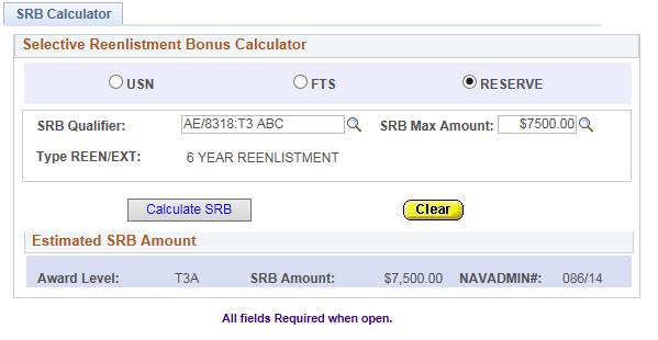 16.4 Calculators Selective Reenlistment Bonus (SRB) SELRES Figure 16-4