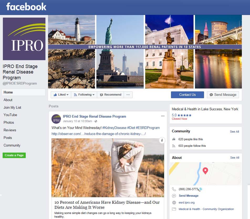 IPRO ESRD Program Facebook Page