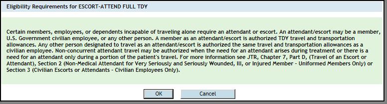 In most cases, the selected secondary trip type determines the allowances that DTS allows you to select.