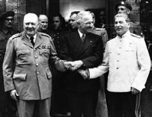 Although very little information about the CHURCHILL, TRUMAN, STALIN progress of the Big Three Conference is being made public, it is reported that much