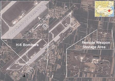 Estimates of Chinese Nuclear Forces 97 The Xian Airbase, photographed in April 2005, was found to have 18 H-6 bombers. The image showed 17 bombers lined up on the tarmac and one bomber taxiing.