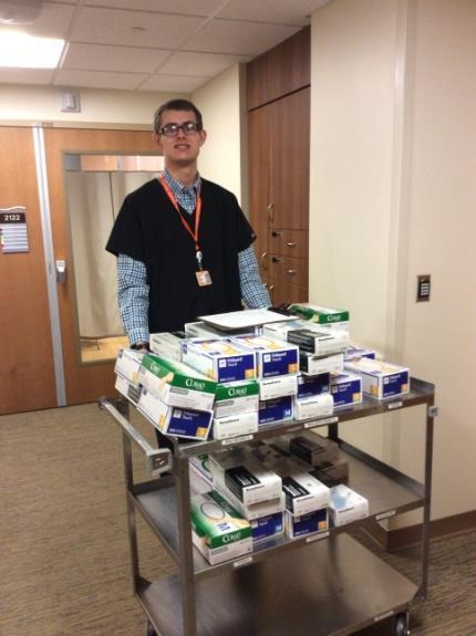 38 Name: Matthew Hirsch Waukesha County, Brookfield, WI Weekdays - first shift I sanitized Isolation carts, cleaned the family lounge, interacted with patients, refilled and delivered waters, and