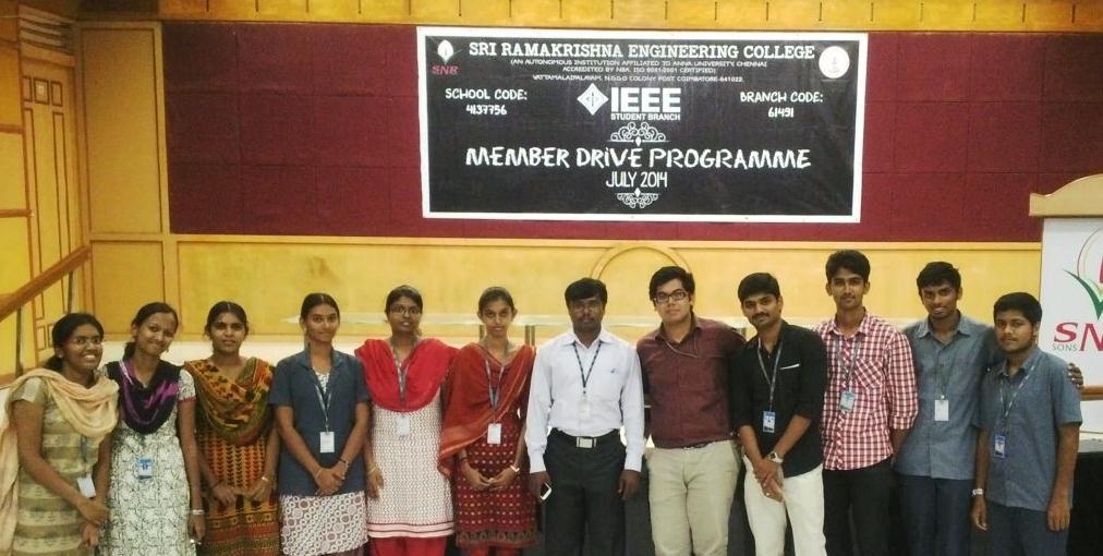 SRI RAMAKRISHNA ENGINEERING COLLEGE IEEE Member Drive Program 2014 The IEEE Student Branch College organized the program for the second year students from 07.07.2014 to 14.07.2014. Prof. S.P.Rajkumar,HOD-EEE welcomed the gathering and Dr.