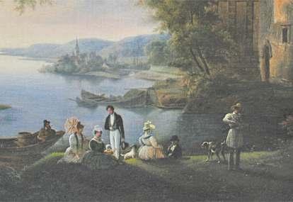 Lietuvos ir užsienio šalių tapyba 1 Édouard Bernard Swebach (1800 1870) Medžiotojai ir žvejai ant upės kranto 1819 sign. AD Ed.