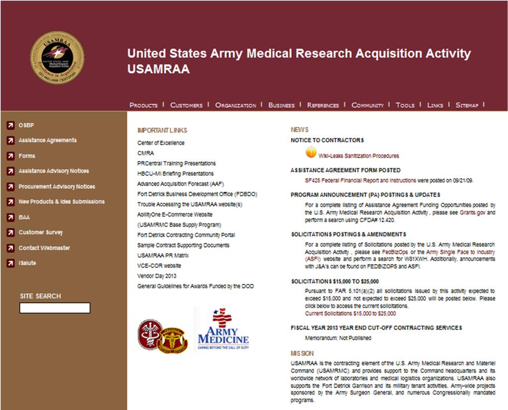 USAMRAA Home Page www.