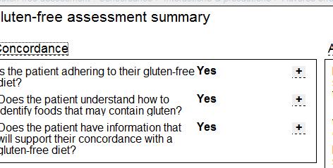 Gluten-free support tool assessment 8.