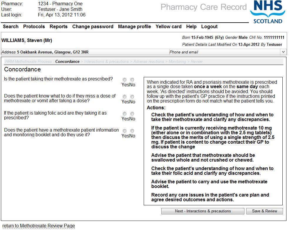 High risk medicine care risk assessments 6.3 Create a high risk medicine care risk assessment Having completed the steps in section 5.