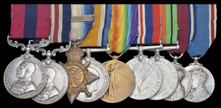 A fine Collection of Medals to The Sherwood Foresters (Nottinghamshire & Derbyshire Regiment) formerly 45th and 95th Foot 14 A Great War D.C.M., M.M. group of nine awarded to Company Sergeant-Major, (later Lieutenant-Colonel) C.